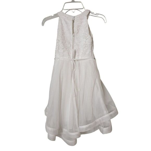 Girls' White Dress Sz 5 Rhinestone Trimmed Glitter Lace Bodice Formal Pagent NWO - Picture 5 of 8